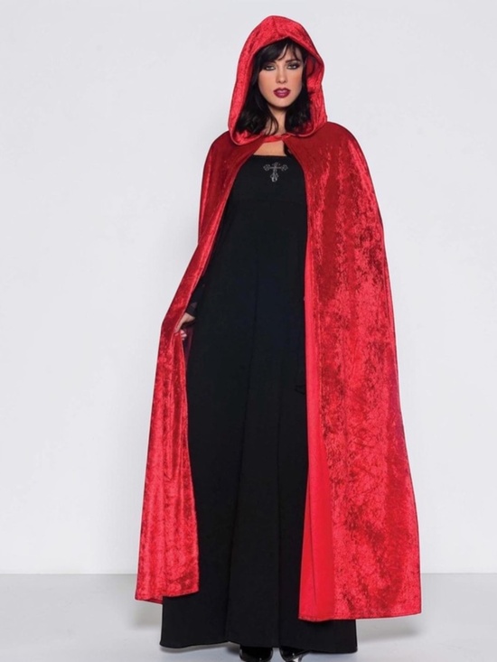 Other - Red Velvet Hooded Cape Cloak XL Unisex Vampire Witch Costume Gothic Halloween